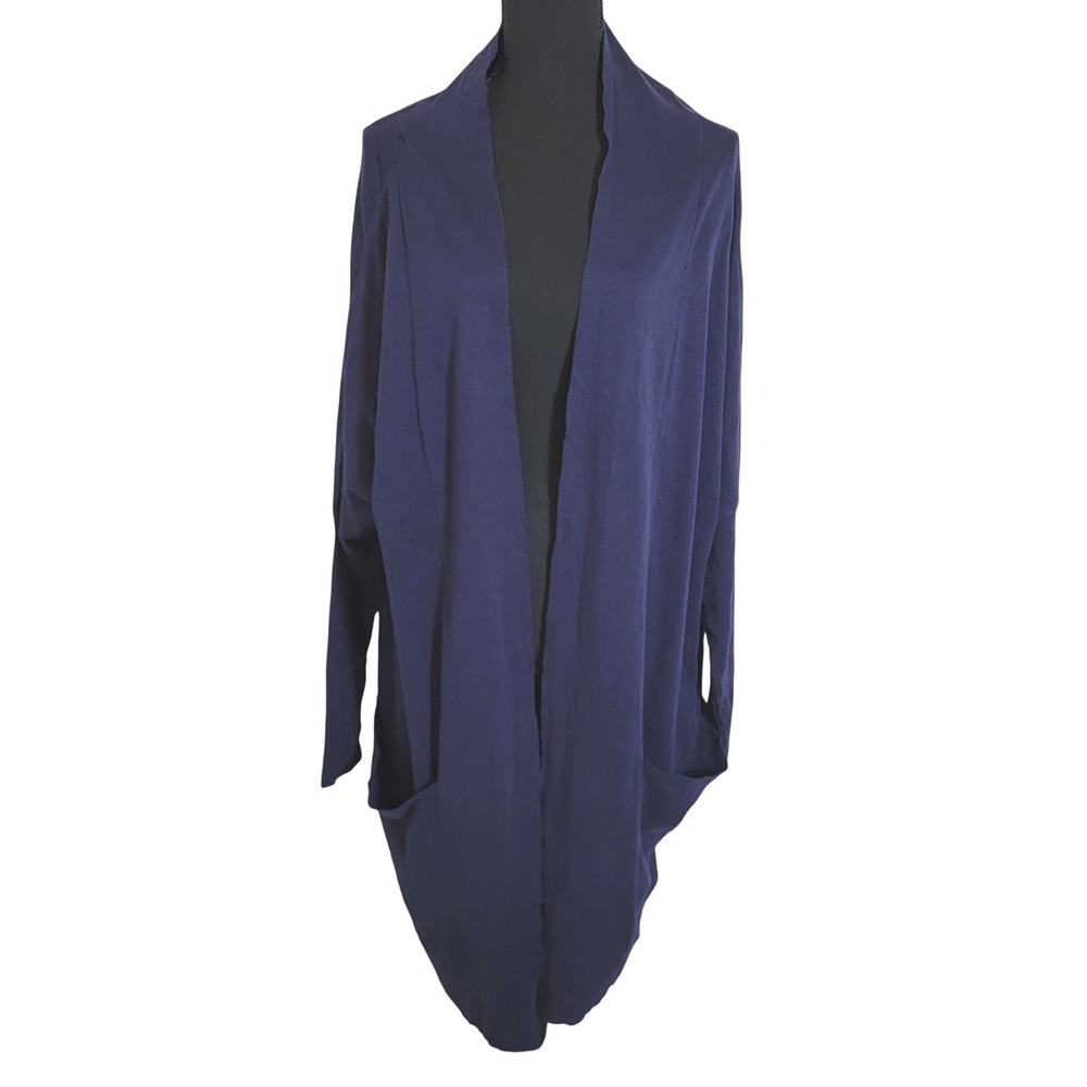 Pact 100% Organic Cotton Cardigan Blazer Blue 2XL 3XL Airplane Travel Cozy LS